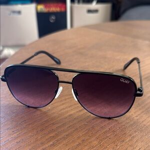 Quay Black Aviator Sunglasses